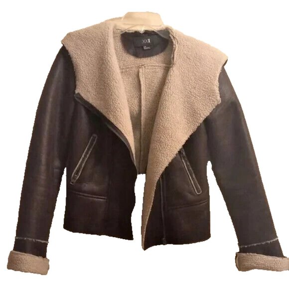 Vegan Leather woman's Jacket lined size SP made by XXI bomber - Picture 1 of 5